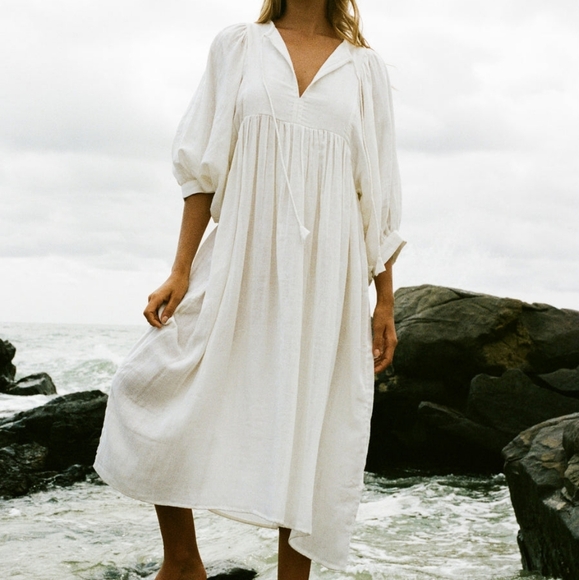 Daughters of India Kyra Midi Dress in White Gauze size XL NWT - Picture 1 of 12